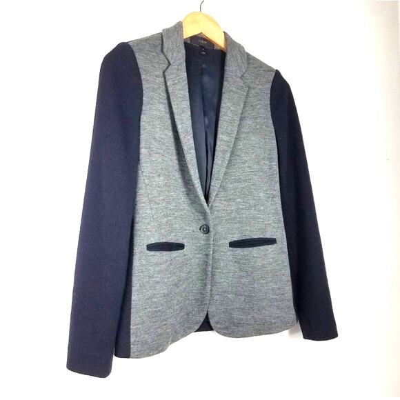 J. Crew | Wool Blend Blazer Grey & Navy Jacket 0 - Picture 3 of 7